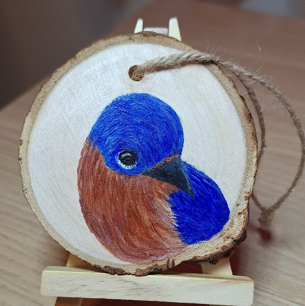 "Eastern Bluebird" Hand-painted Wall Hanging (NWOT) - Picture 4 of 8